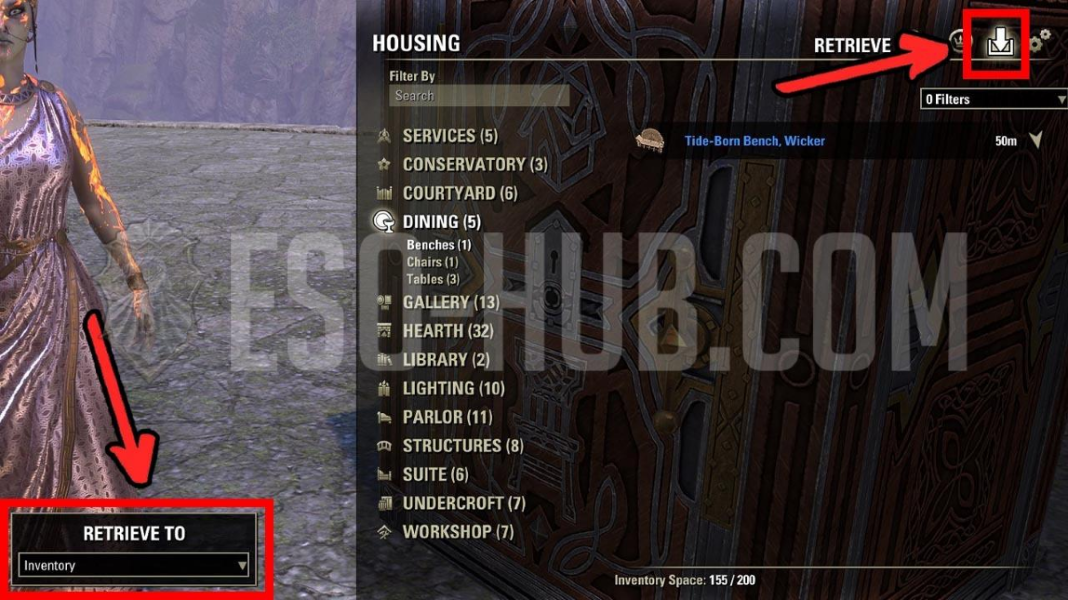 A new "Retrieve to" option in the Housing Editor Retrieve tab.