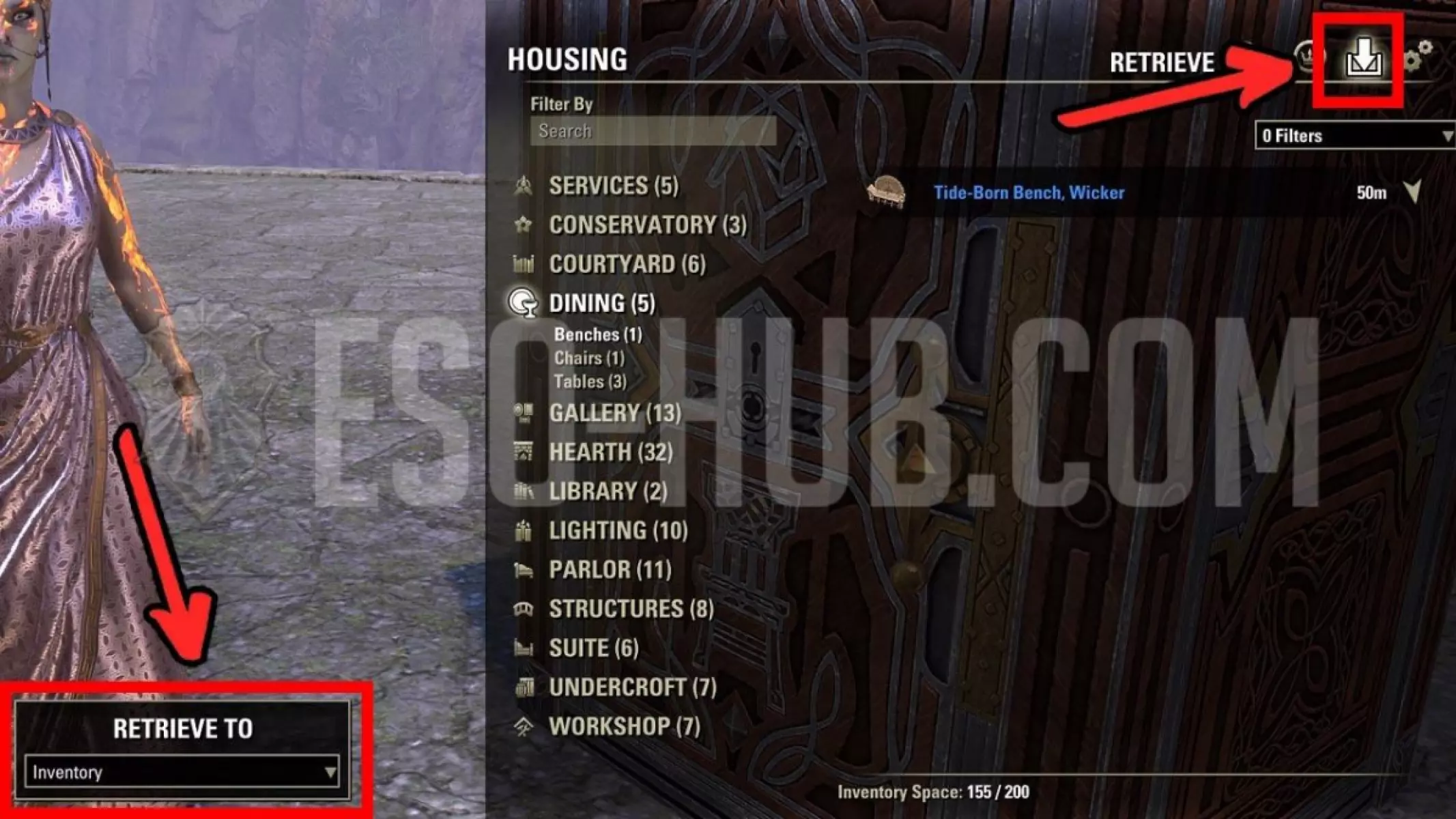 A new "Retrieve to" option in the Housing Editor Retrieve tab.