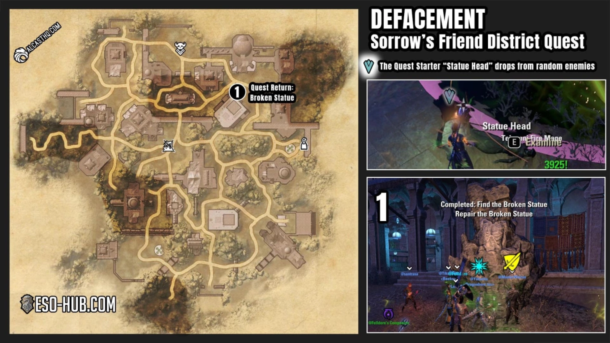 ESO Defacement Quest objectives on the map.