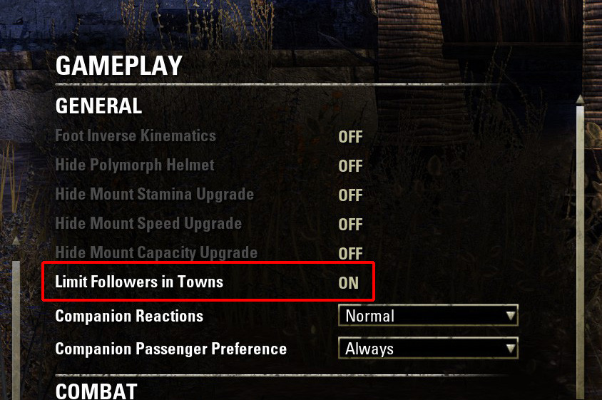 Limit followers in towns in ESO