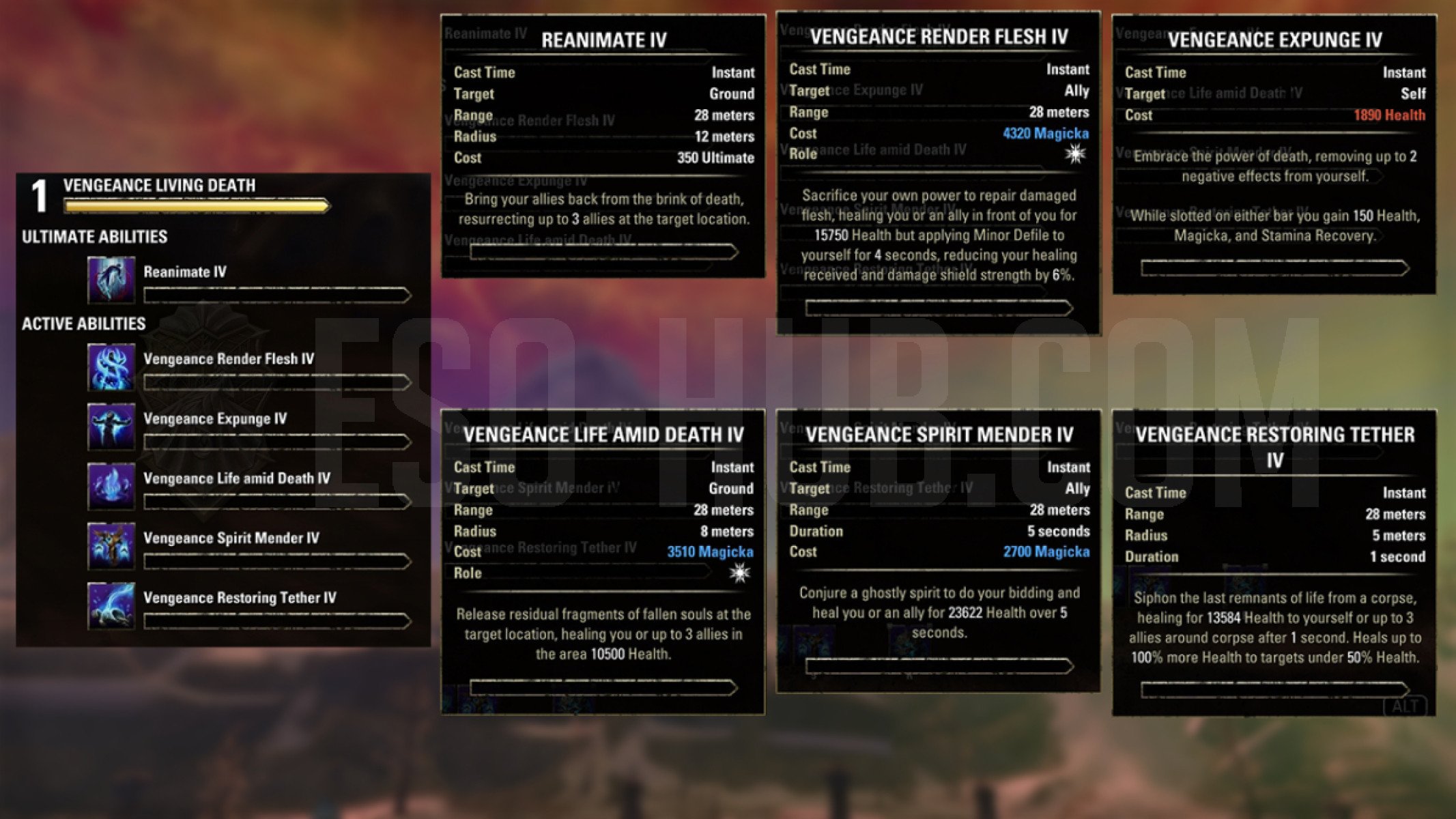Necromancer Vengeance Living Death skills that are available only inside the ESO Vengeance Campaign Test