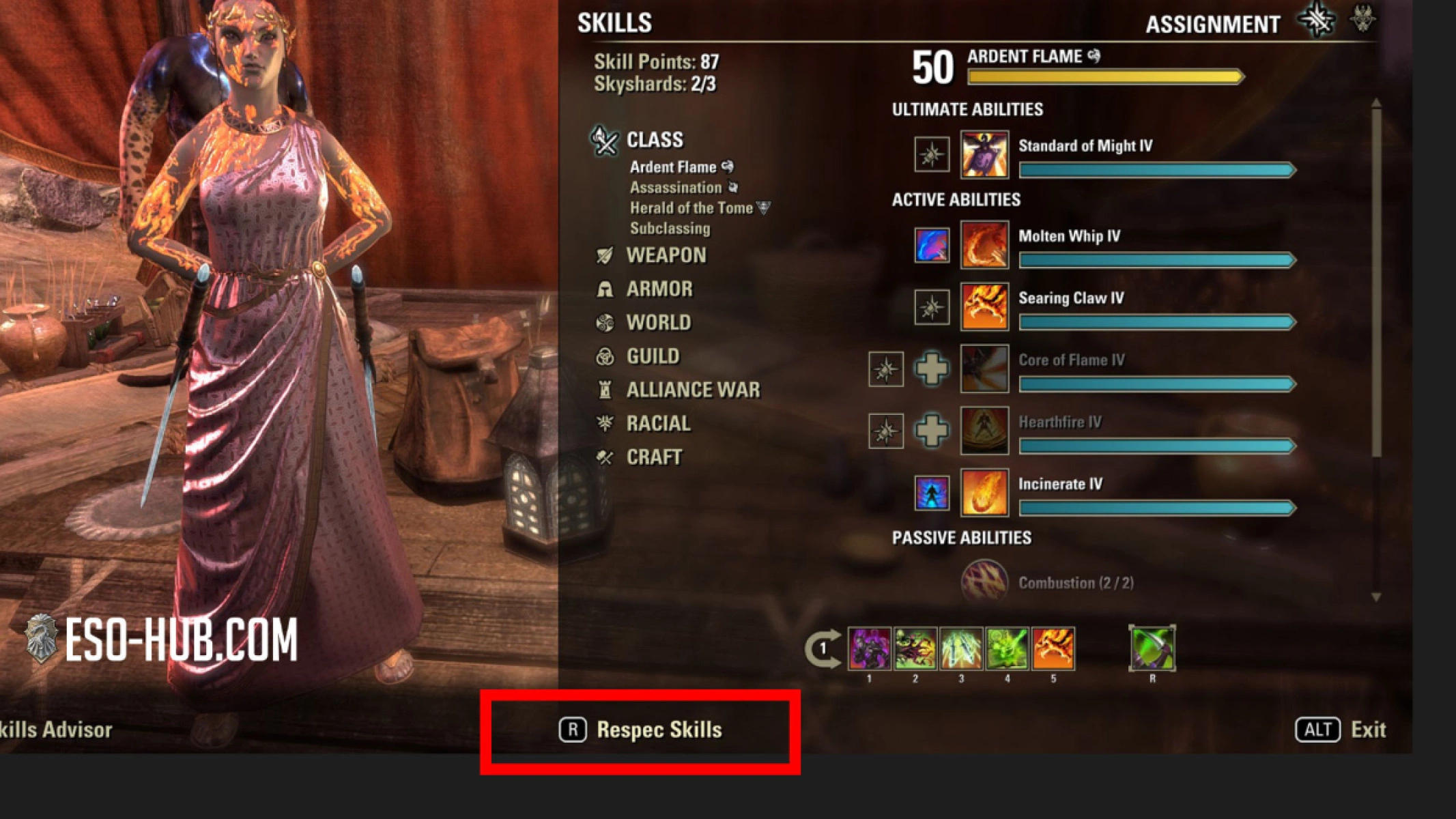 New Skill Respec button in the Skills UI.