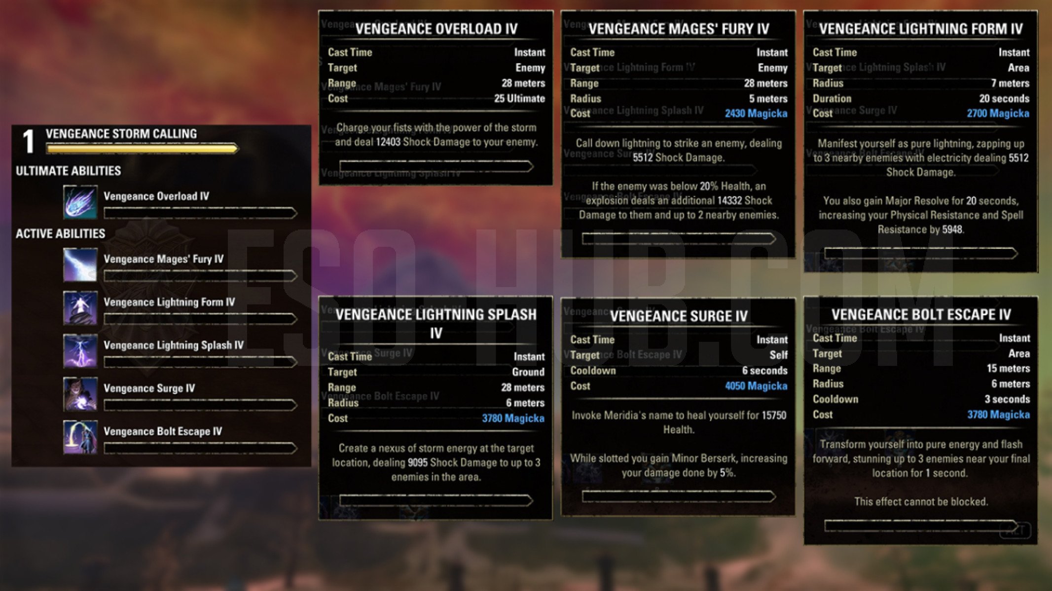 Sorcerer Vengeance Storm Calling skills that are available only inside the ESO Vengeance Campaign Test