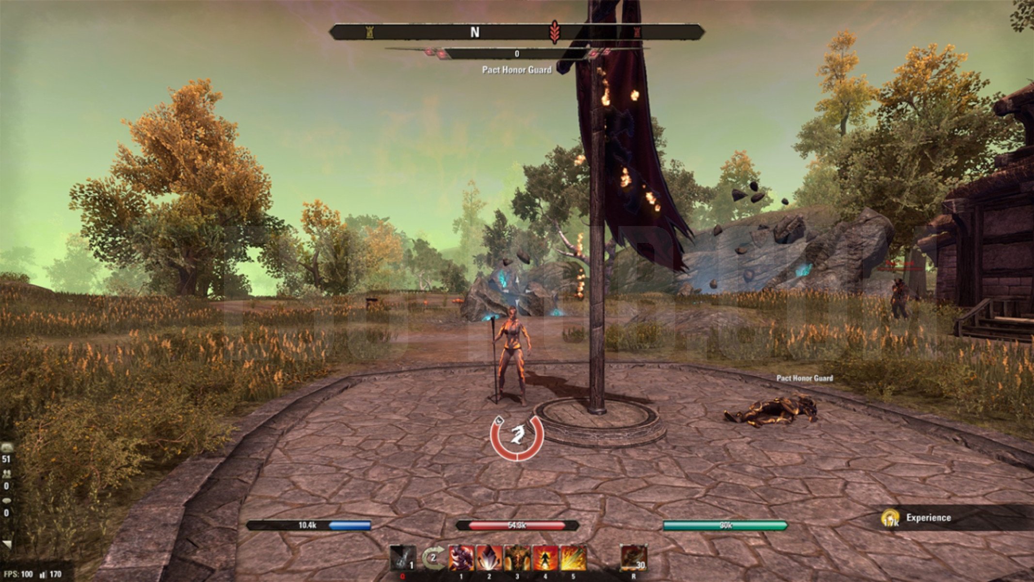  Player character taking a Vengeance Cyrodiil resource solo naked on the Public Test Server in ESO