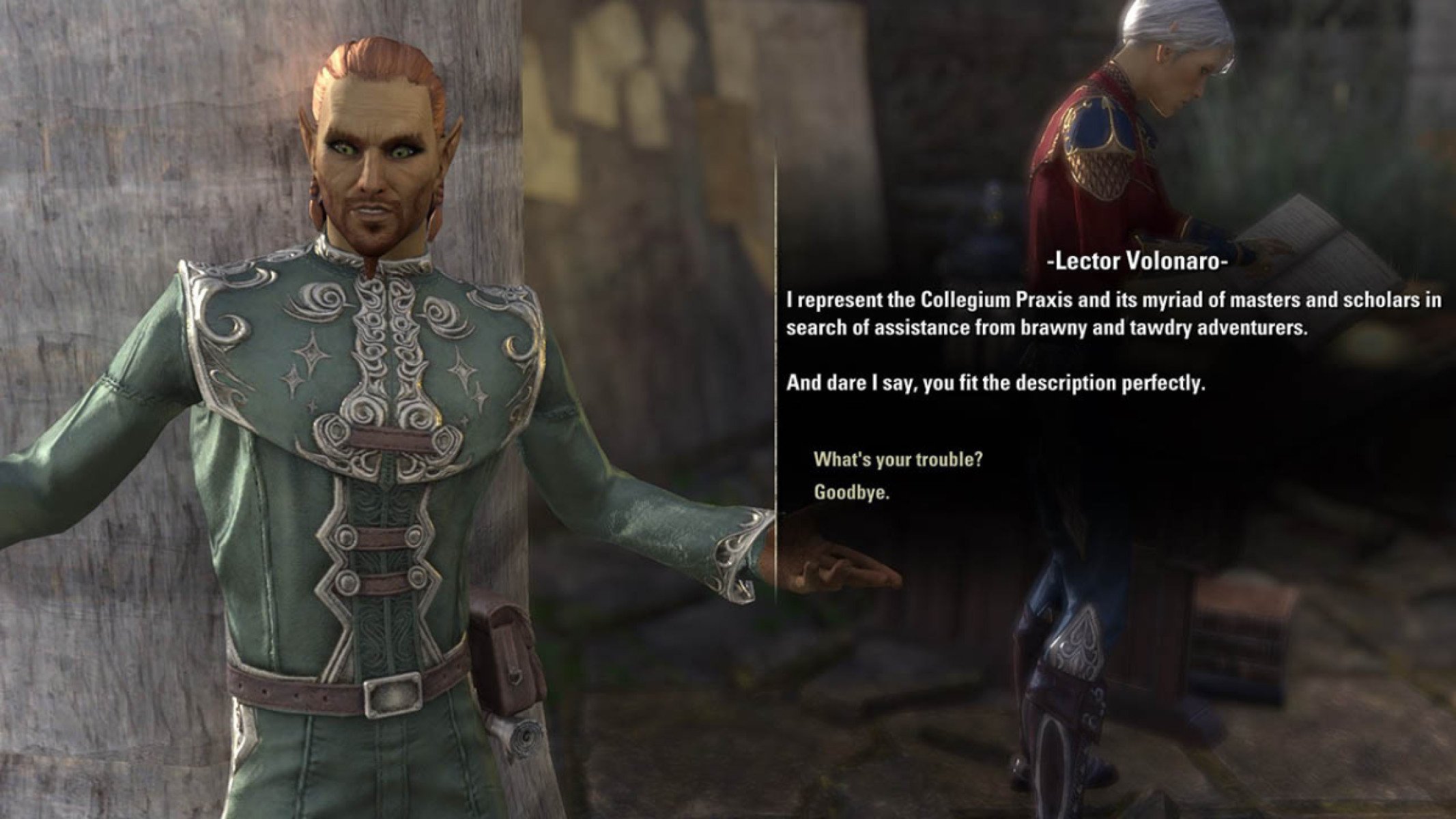 Lector Volonaro, the College of Gardens herbalist, offers solo delve challenges in Solstice
