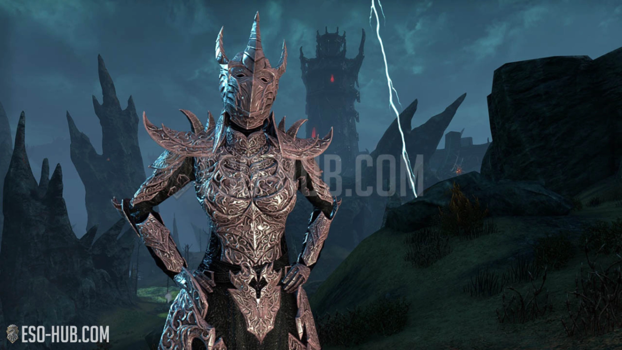 Heavy Dremora motif dyed Hyacinth Pink and Void Pitch Black