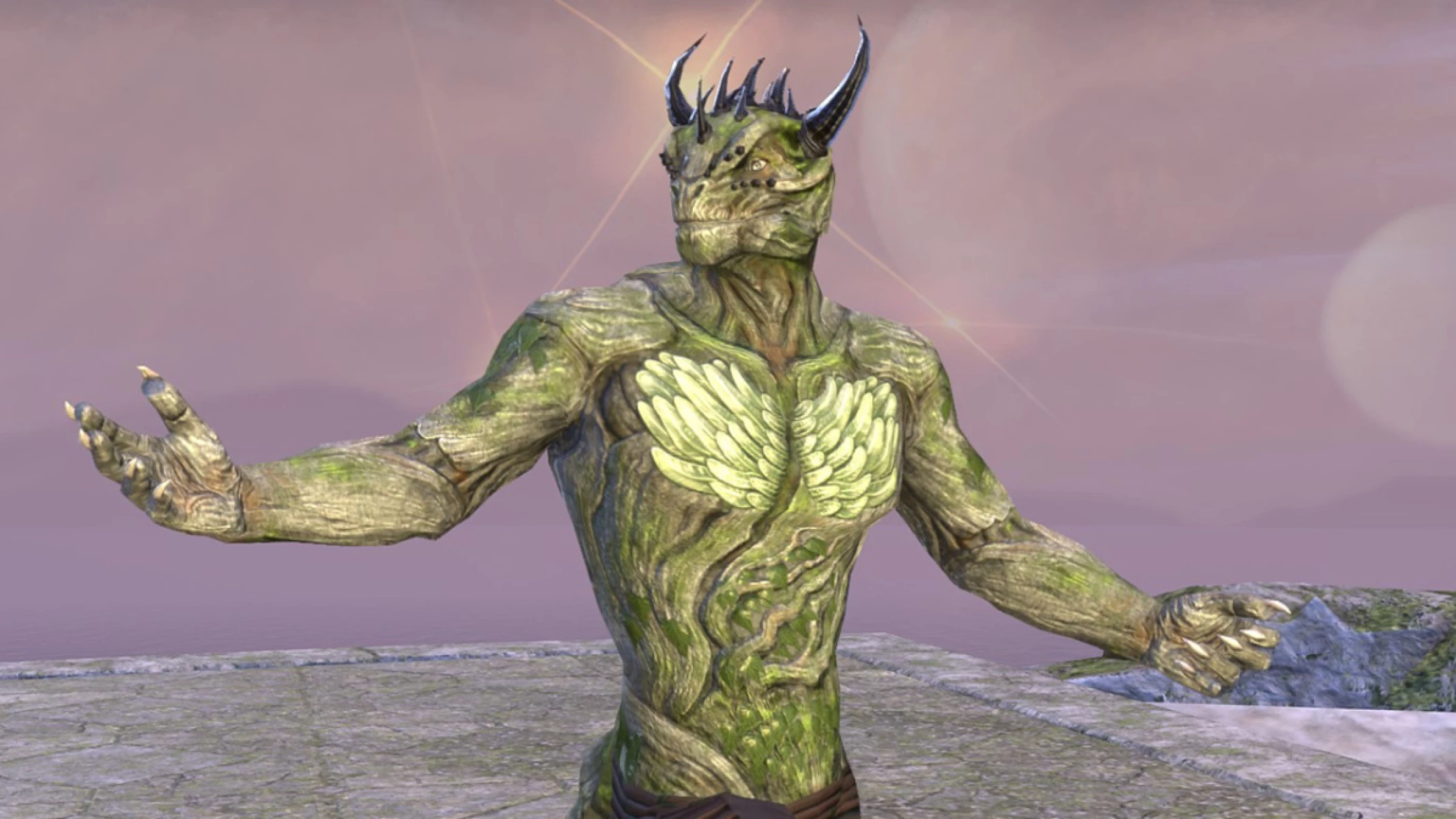 ESO Barkroot Blessing skin on an argonian.