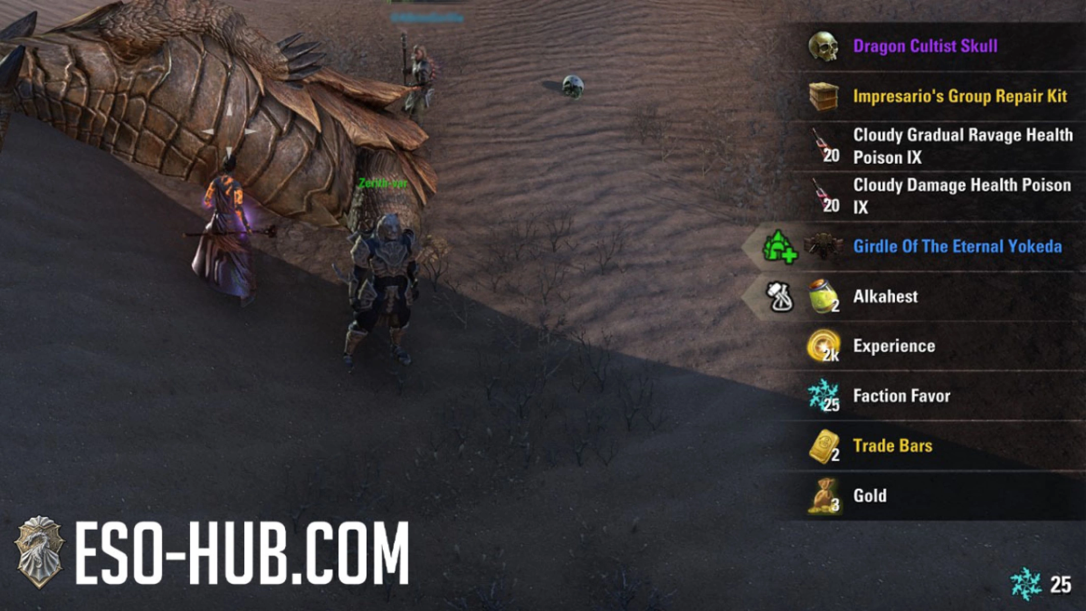 Killing and looting a Calamitous Boss gives you 25 Favor.