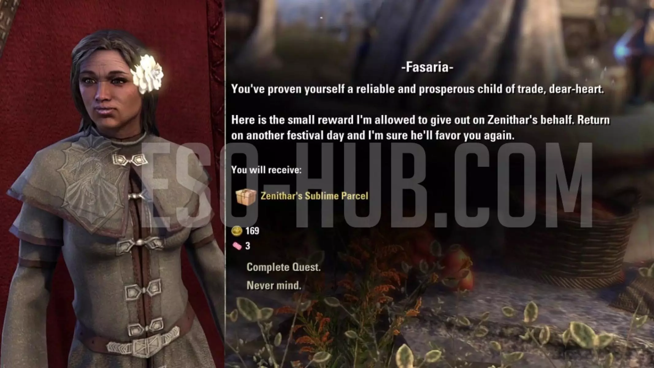 ESO Zeal of Zenithar Daily Quest Honest Toil rewards you with the golden quality Zenithar's Sublime Parcen and three tickets.