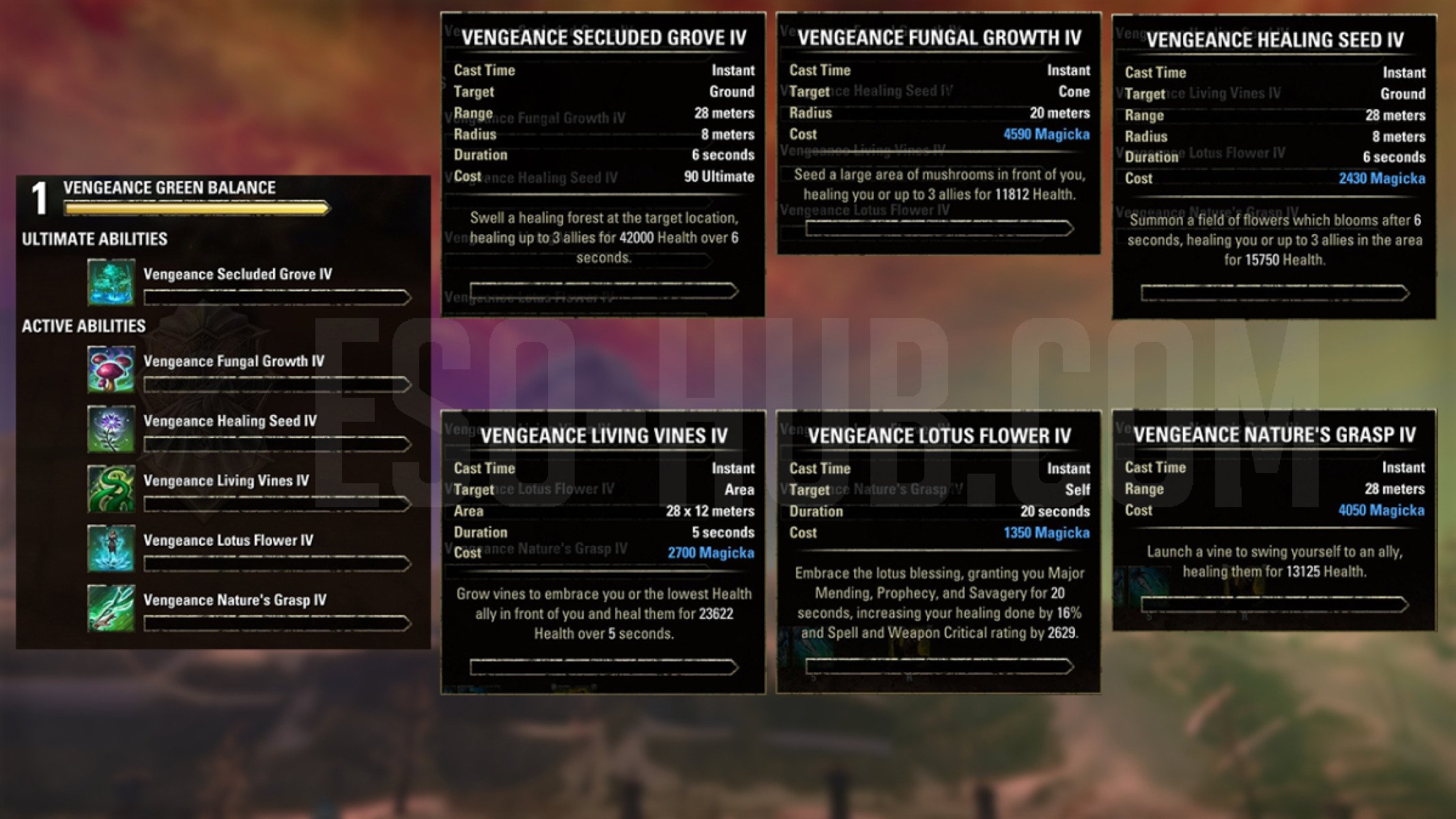 Warden Vengeance Green Balance skills that are available only inside the ESO Vengeance Campaign Test