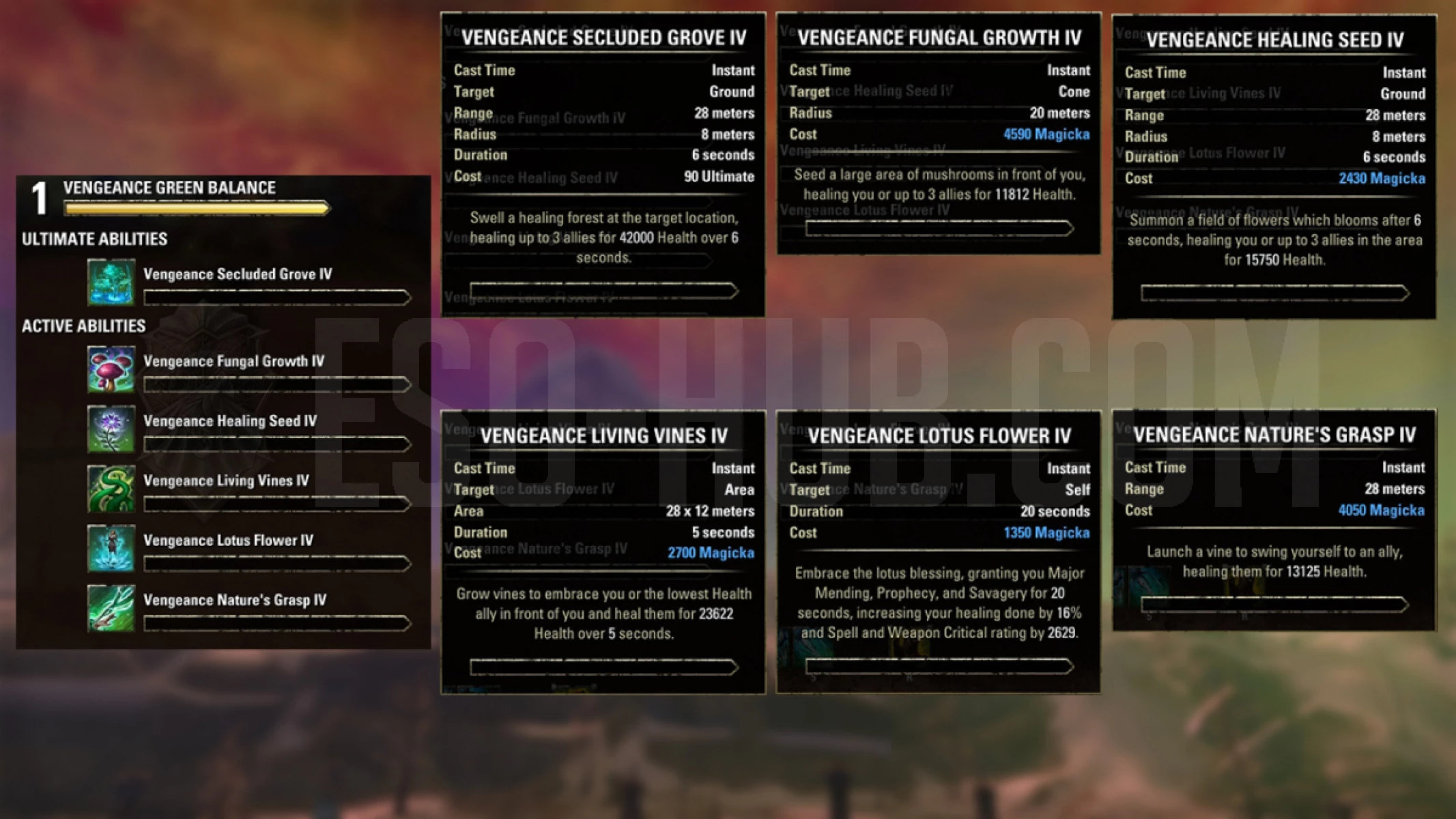 Warden Vengeance Green Balance skills that are available only inside the ESO Vengeance Campaign Test