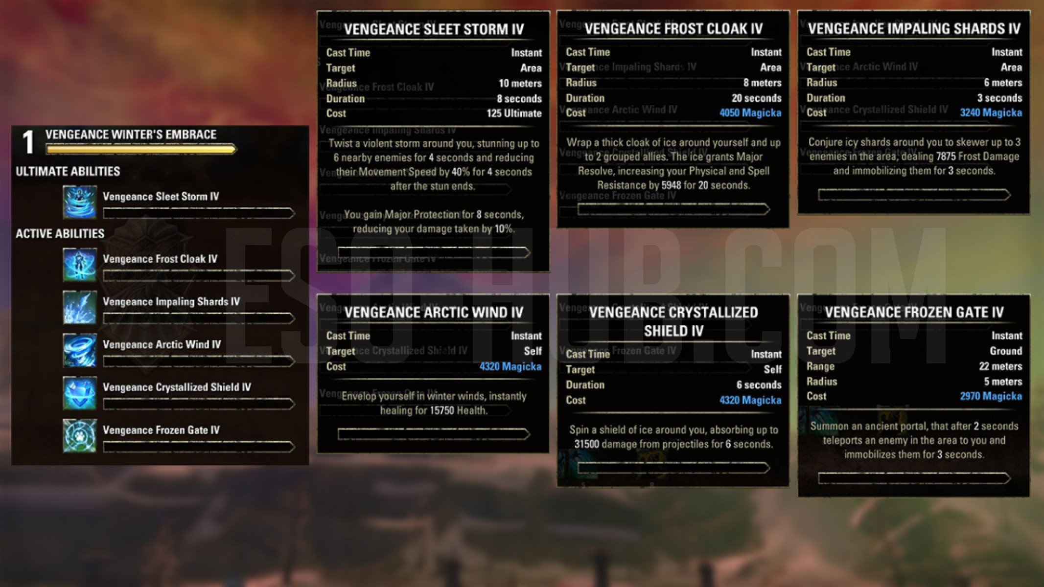 Warden Vengeance Winter's Embrace skills that are available only inside the ESO Vengeance Campaign Test