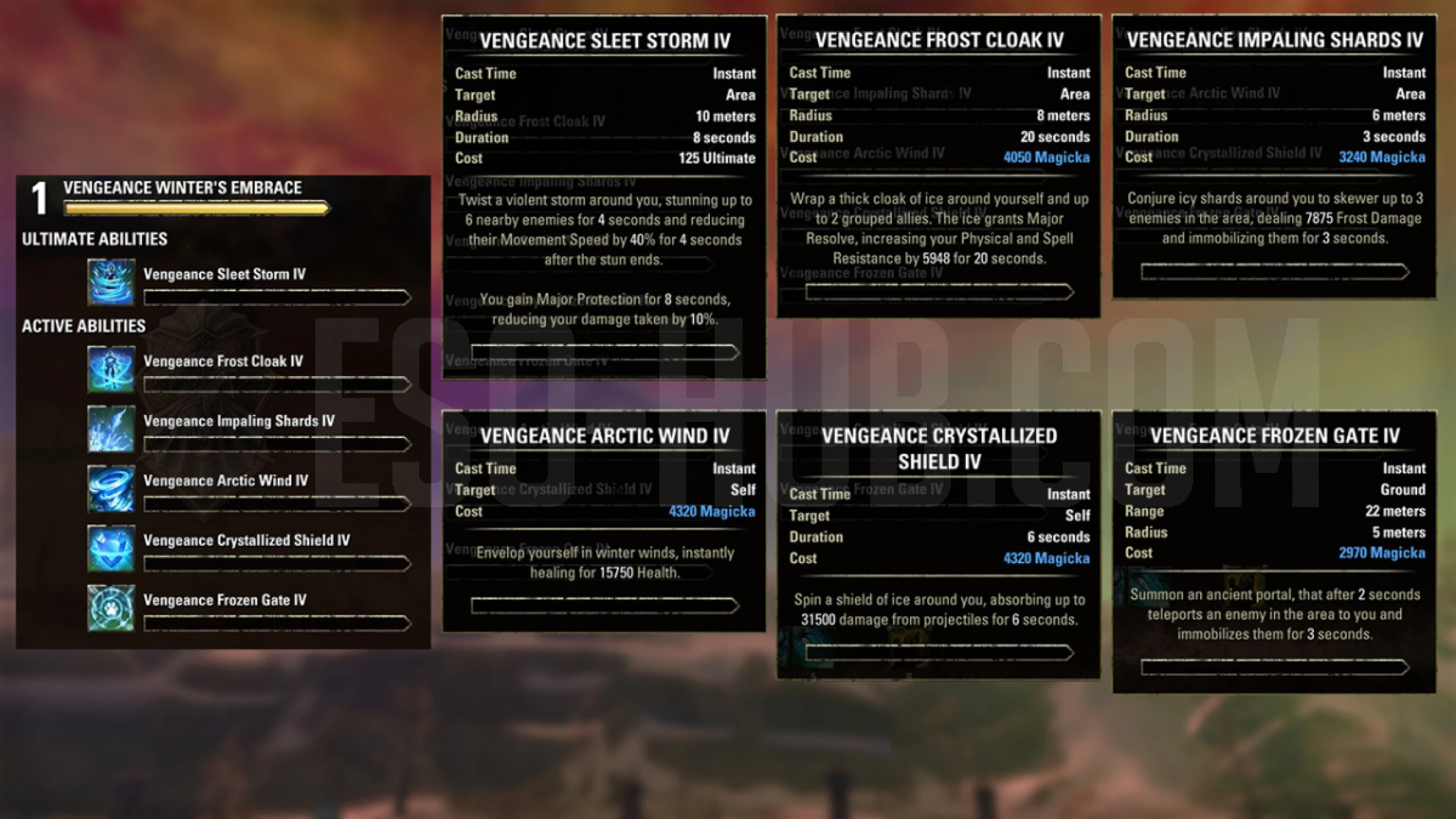 Warden Vengeance Winter's Embrace skills that are available only inside the ESO Vengeance Campaign Test