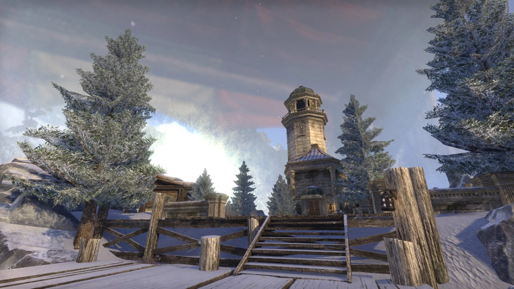 ESO Enchanted Snow Globe Home picture from the entrance. You can see the New Life Festival Tent through the glass.