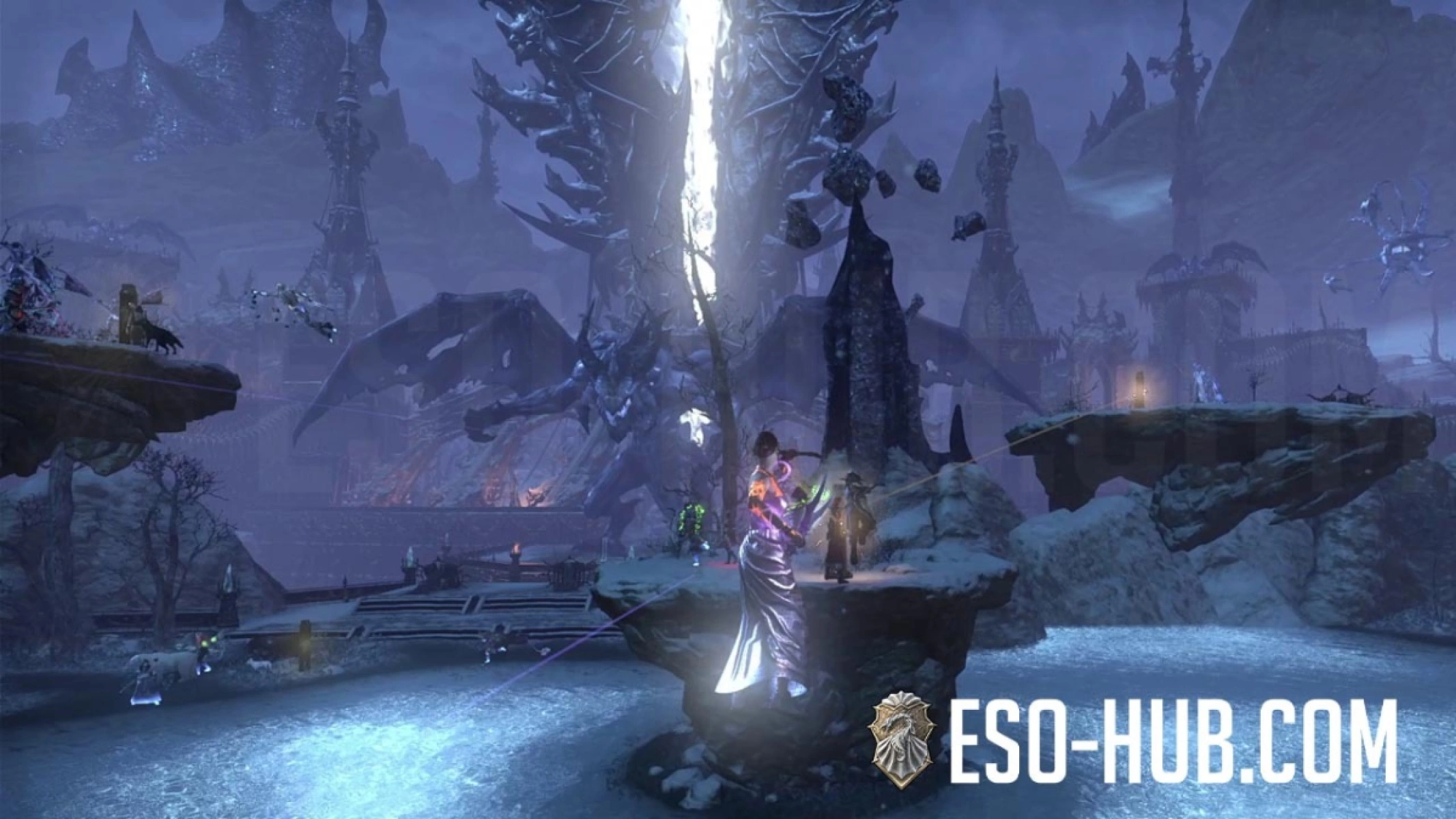 Showcasing the grappling hook mechanic players needed to use to move around the Fortress.