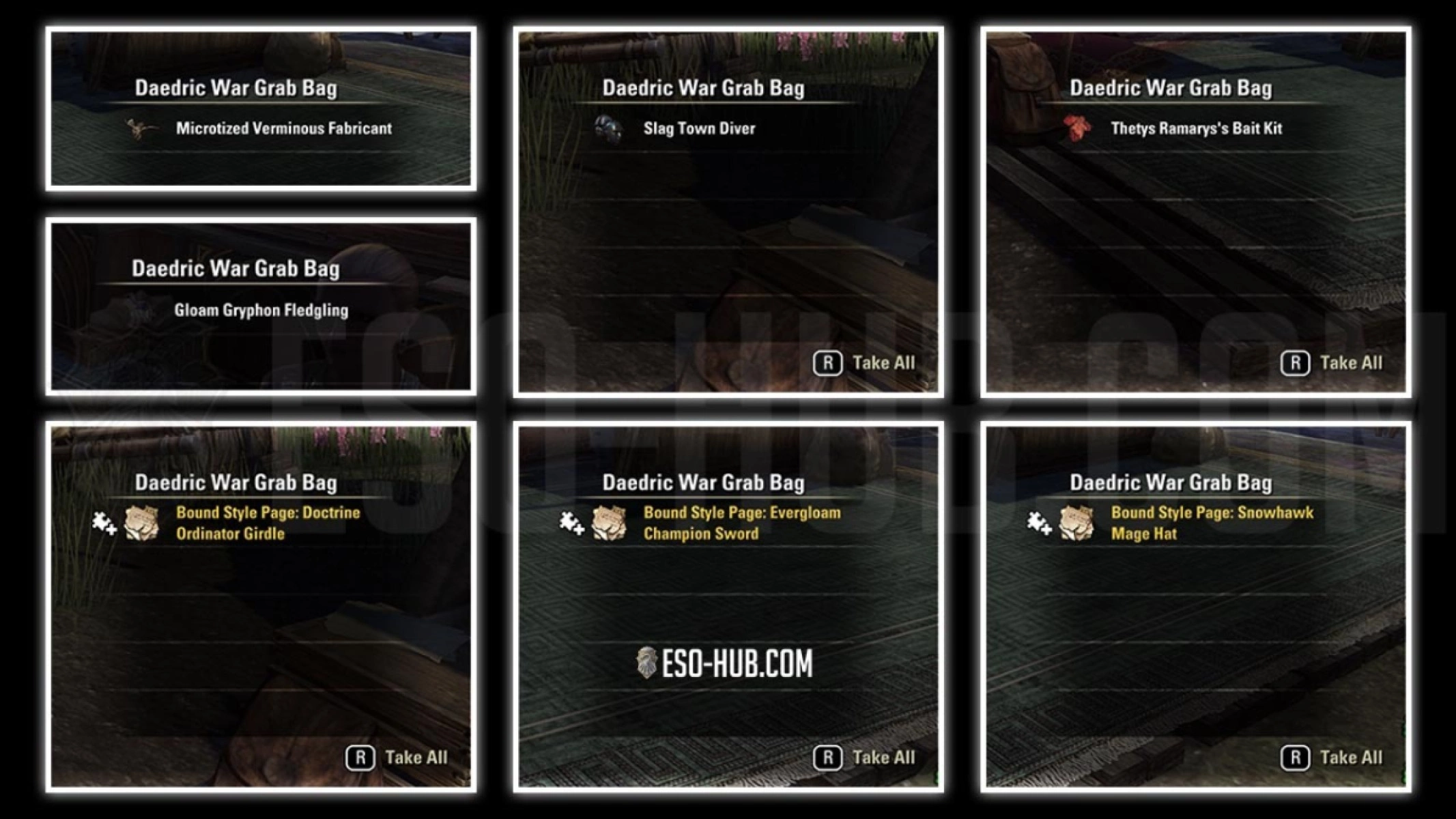 Daedric War Grab Bag contents.