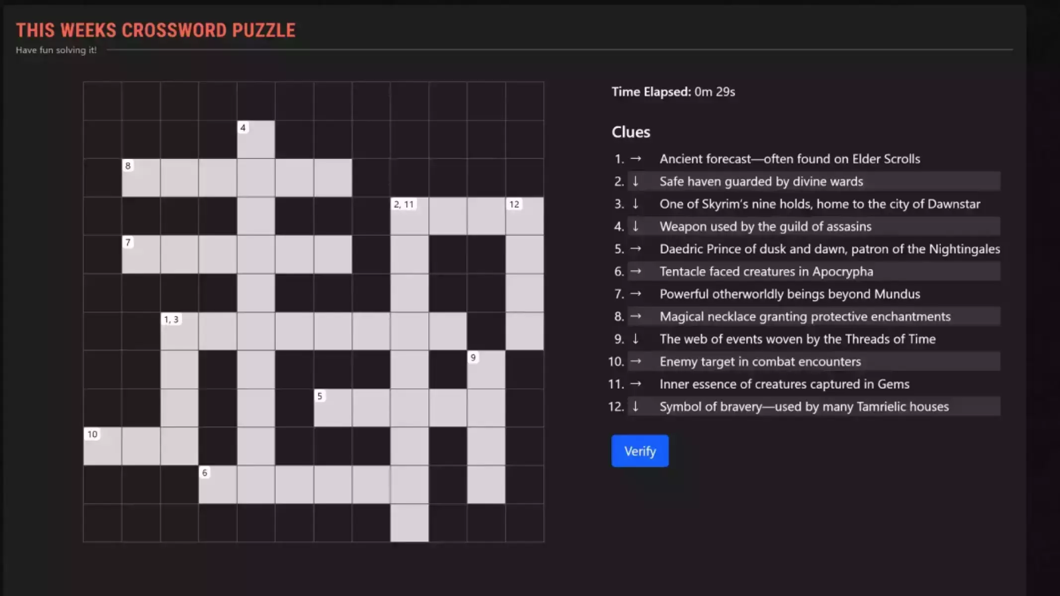 ESO Crossword Puzzle Example