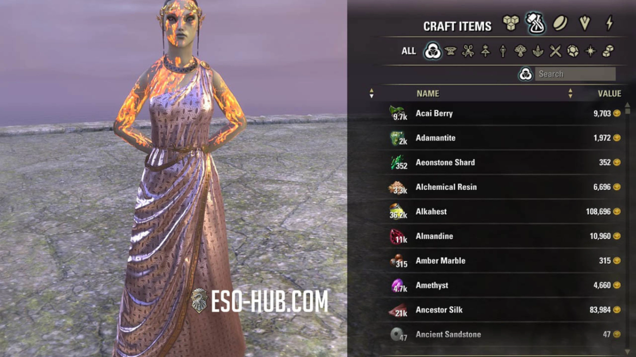 All materials you pick up in ESO are deposited to the craft bag automatically. 