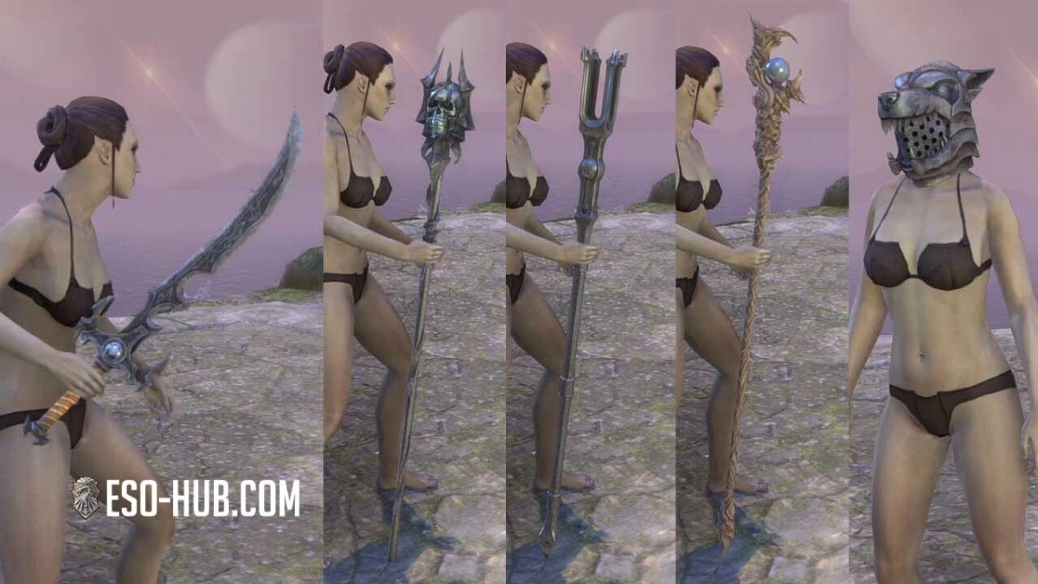 Starting from the left: Trueflame Sword, Staff of Worms, Sunna’rah, Ul’vor Staff and Barbas Helmet.