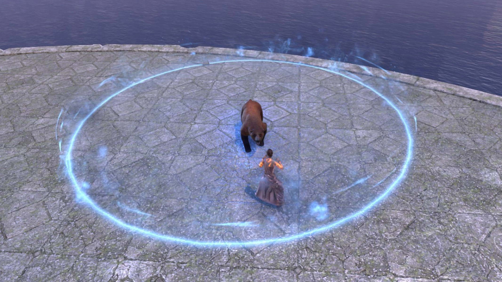 ESO Lucilla’s Windshield item set creates a blue circle that stays on the ground. 