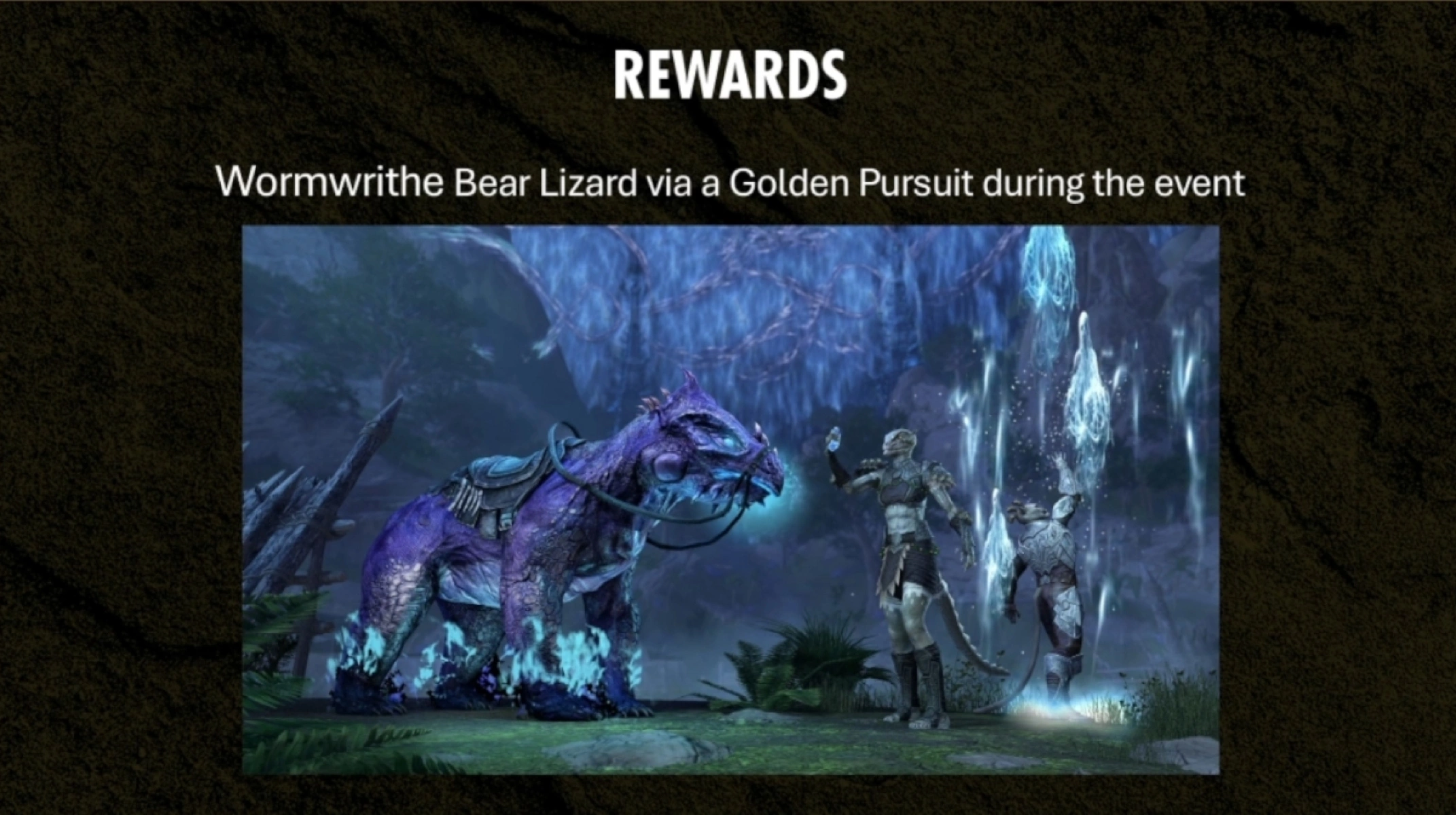 Golden Pursuit rewards as shown on the ESO Dev Livestream on Twitch.