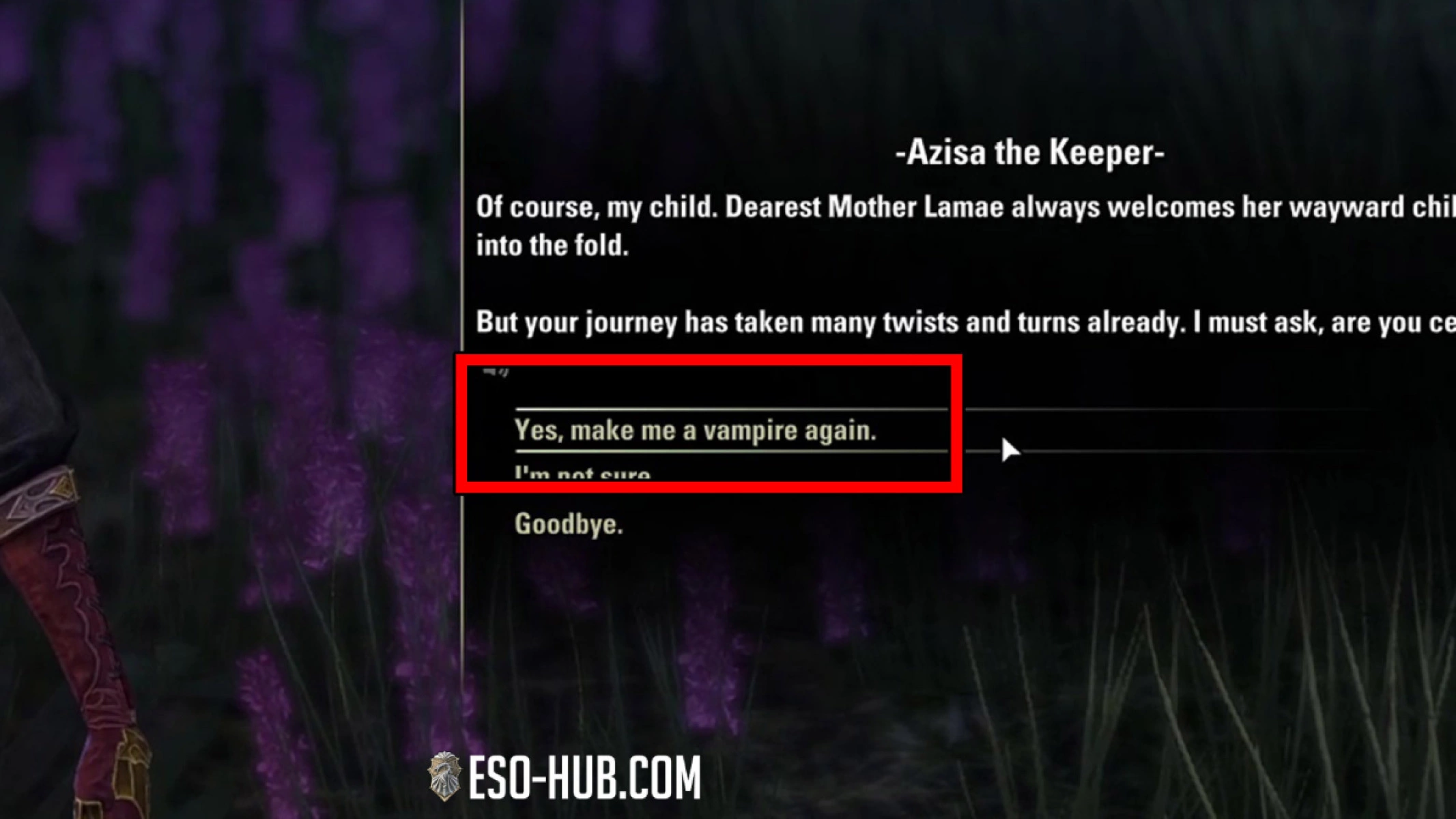 You can regain your Vampirism Skill line with the click of a button.