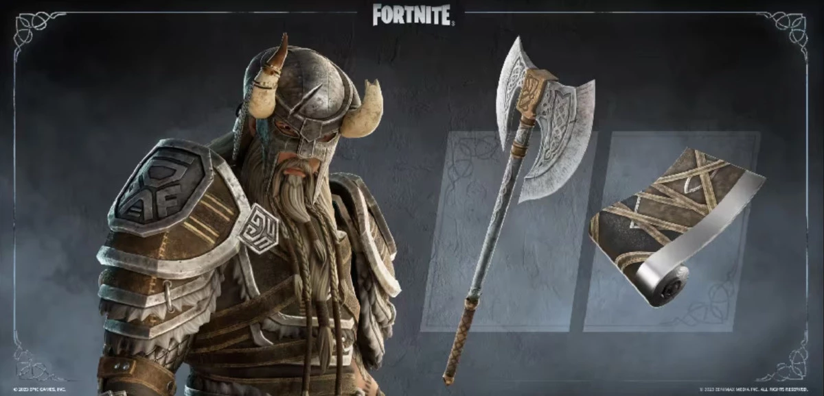 Ebonheart Battleaxe Pickaxe and Battleaxe Back Bling items for Fortnite