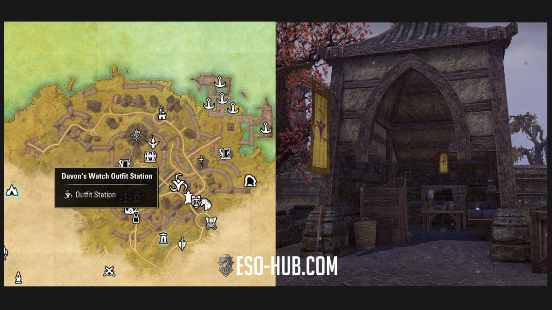 ESO Davon's Watch Outfit Station location on map