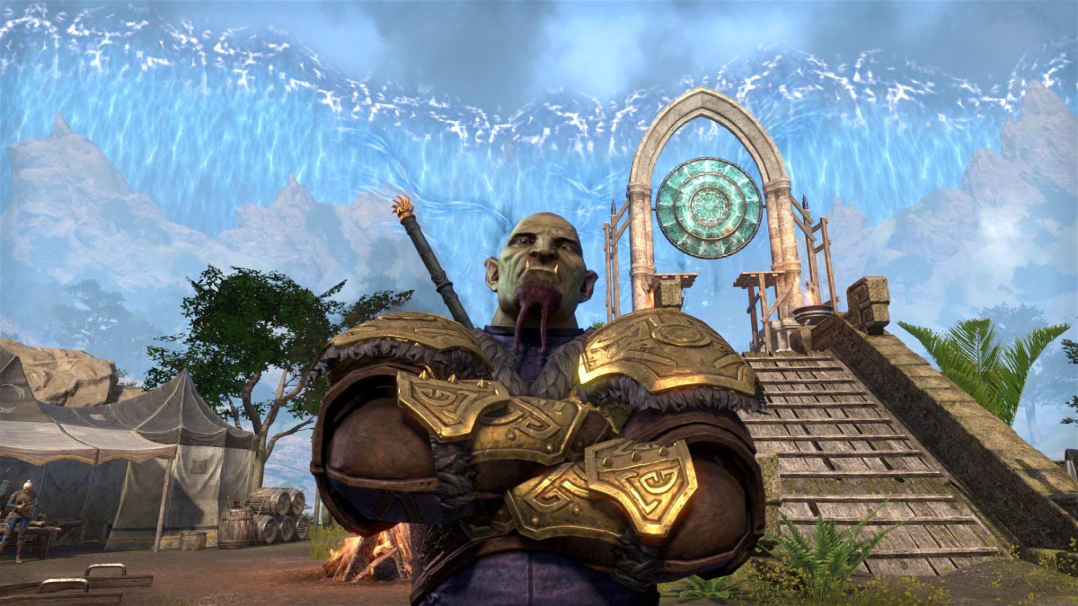 Skordo the Knife at the Stirk Fellowship Camp in Solstice in front of the Writhing Wall.
