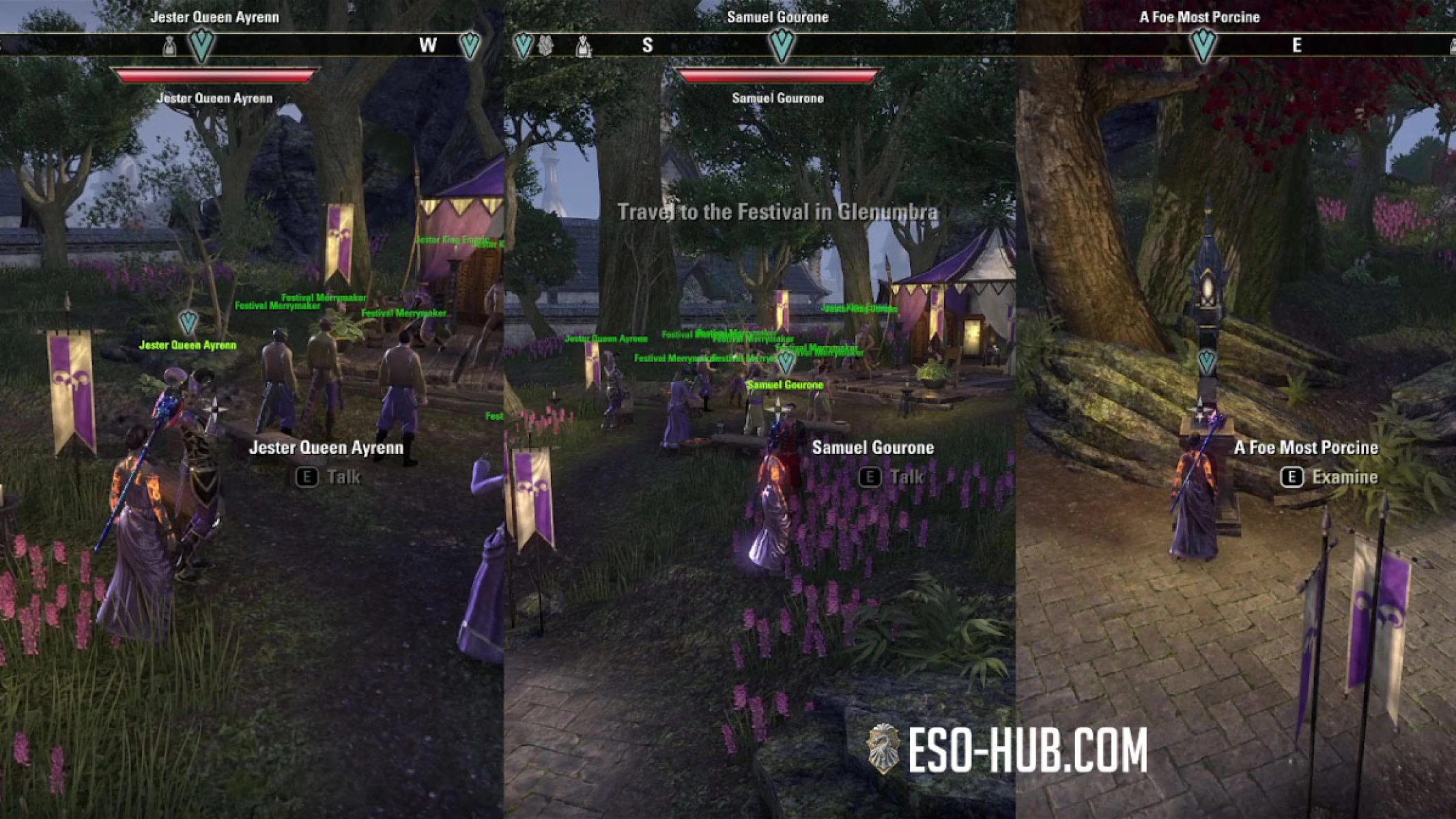 ESO Jester’s Festival Grounds showing daily quests available after completing the intro quest in Auridon.