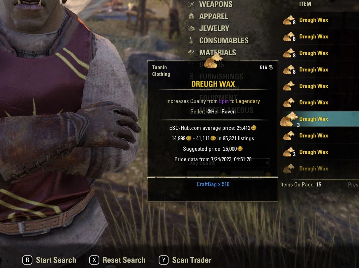 Price Data ingame and scan function