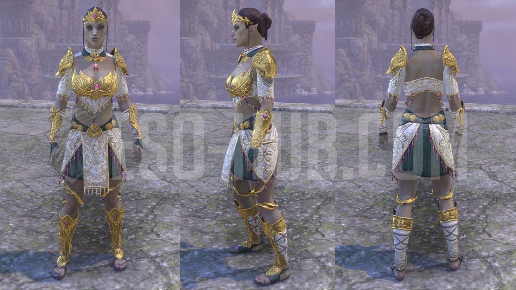 ESO Dibella's Exaltation outfit style on a dark elf character