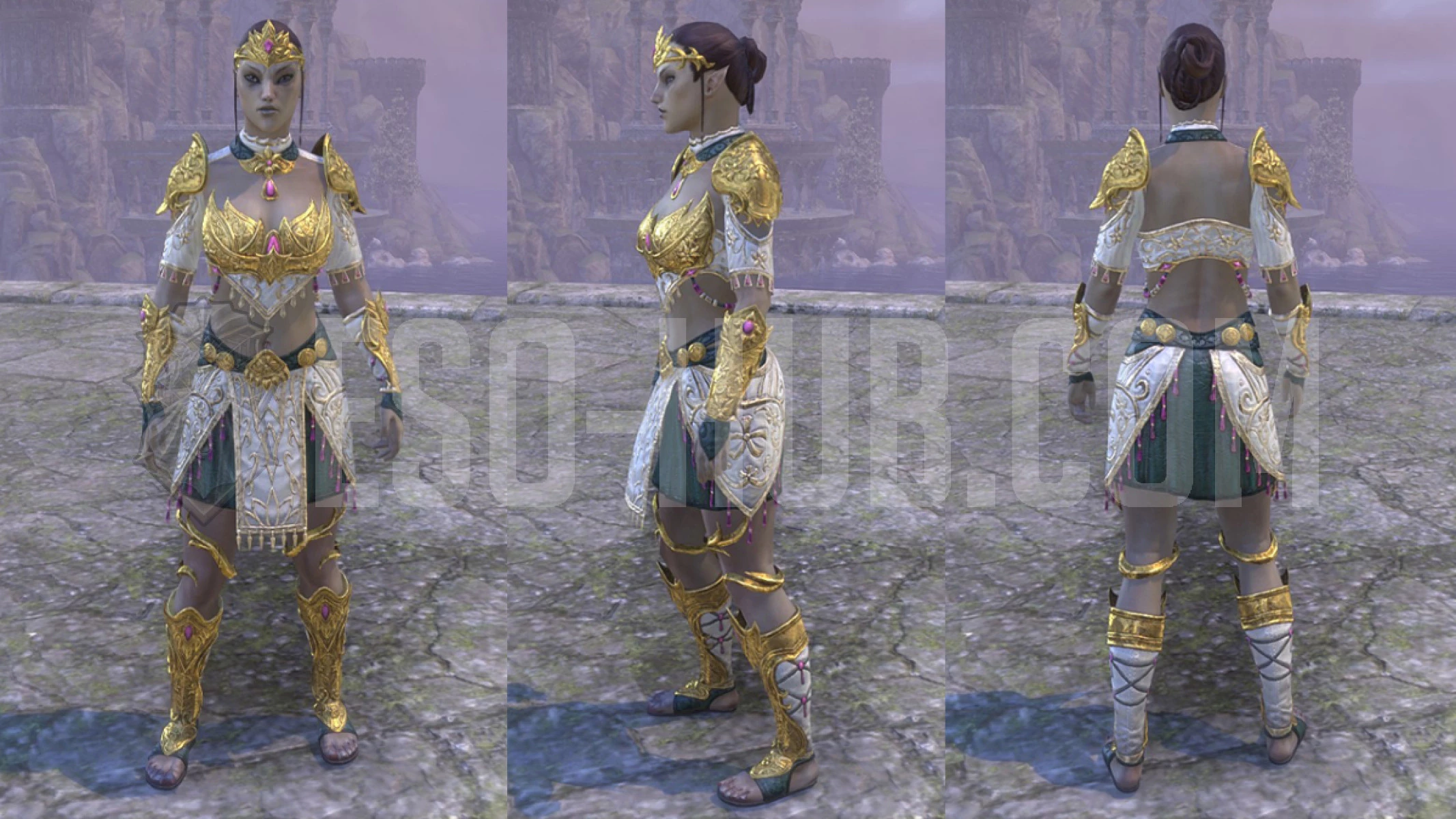 ESO Dibella's Exaltation outfit style on a dark elf character
