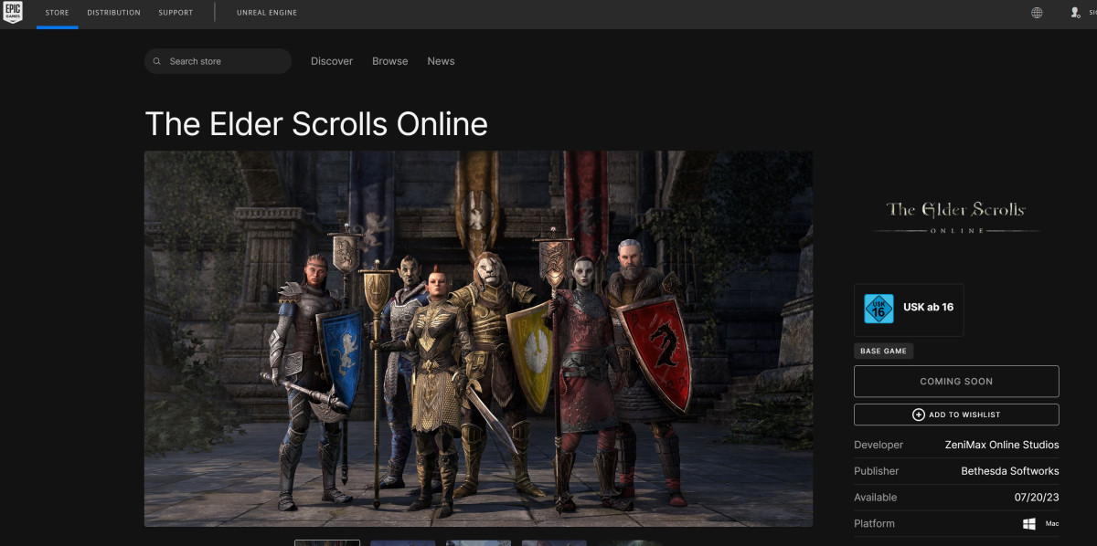 ESO on the Epic Games Store