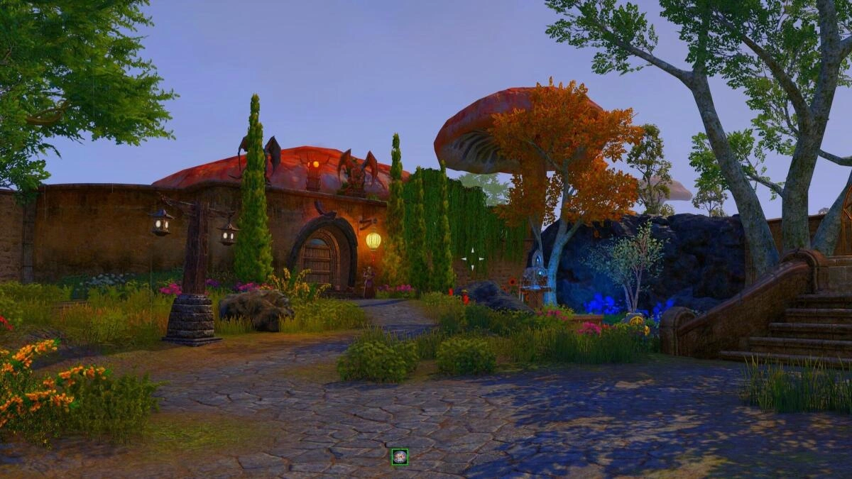 A garden view, but what are those Daedric elements and gargoyles doing on that storehouse, Oh well.....