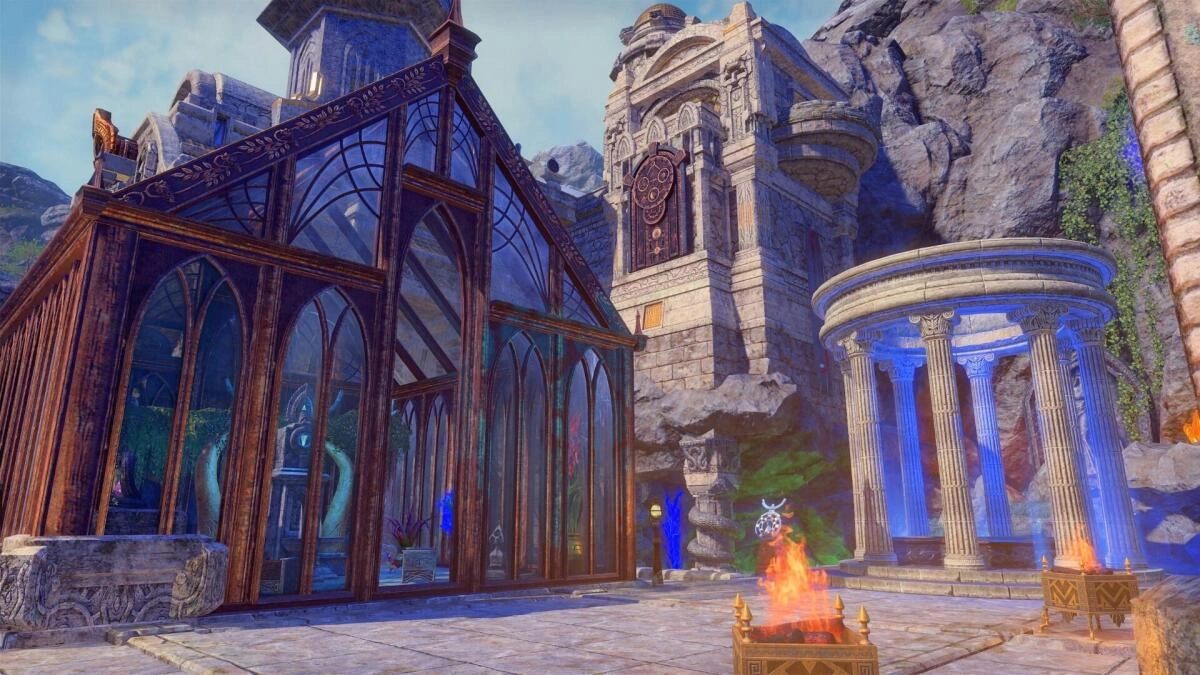 Outside view of grotto and enclosed garden area