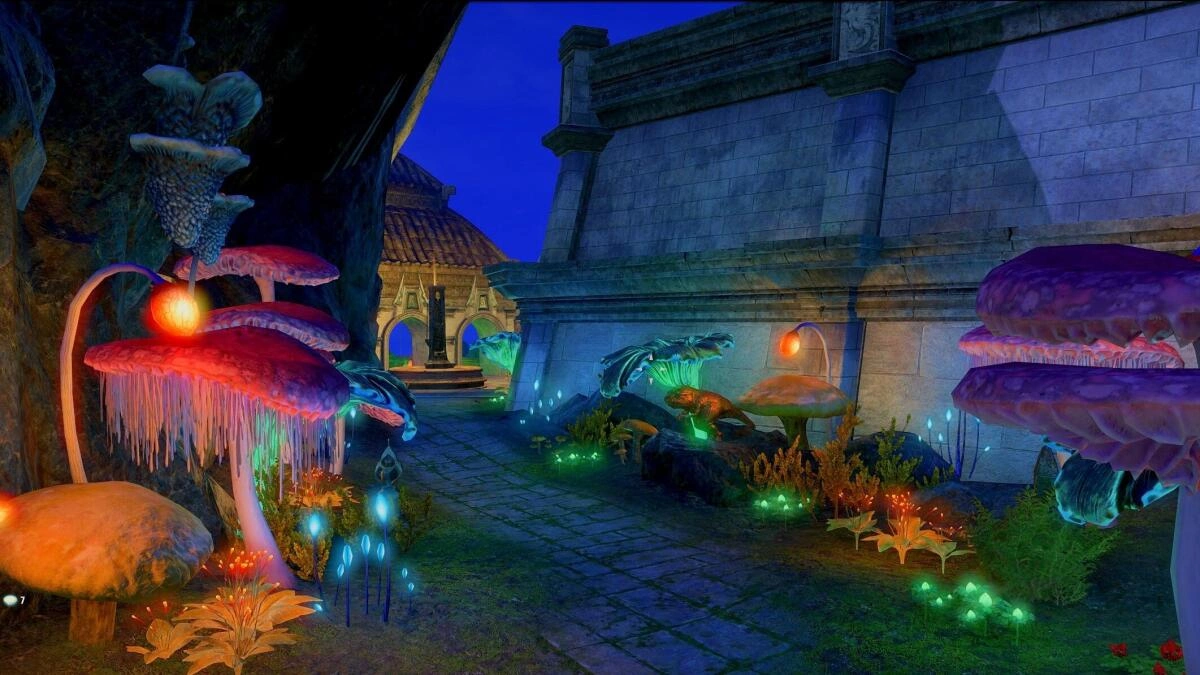 Glowing fungal garden from Observatory to Deck