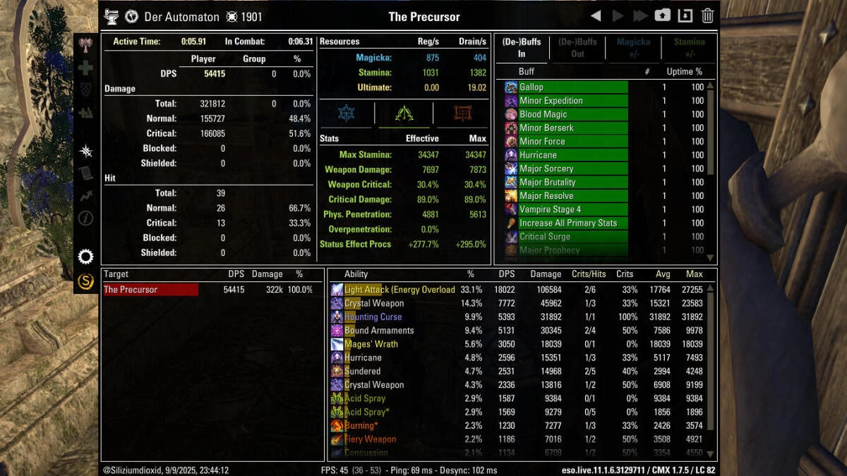 Precursor Burn. Demonstrating full combo