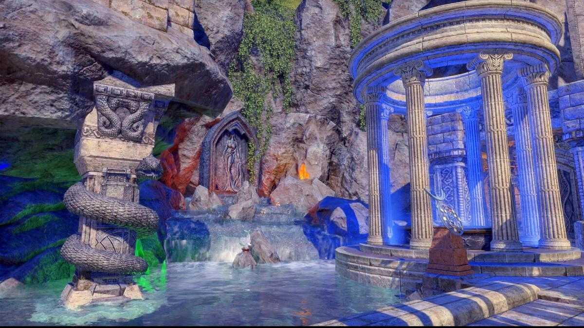 Grotto / Fish Pond next to enclosed garden area