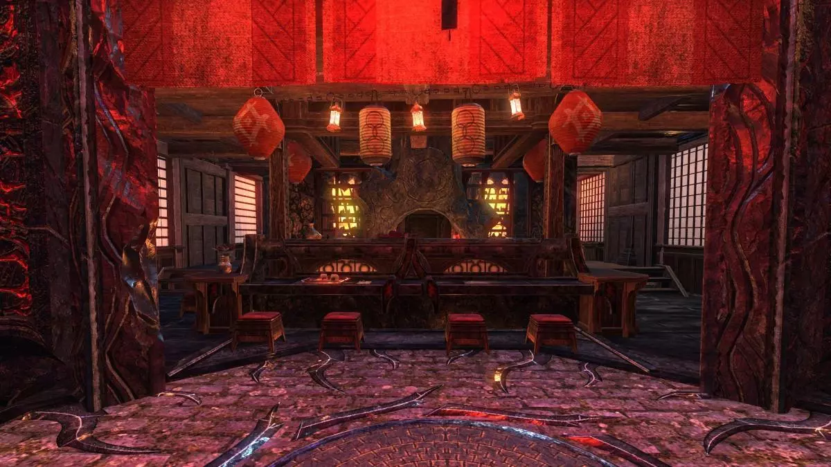Bar seating and kitchen.