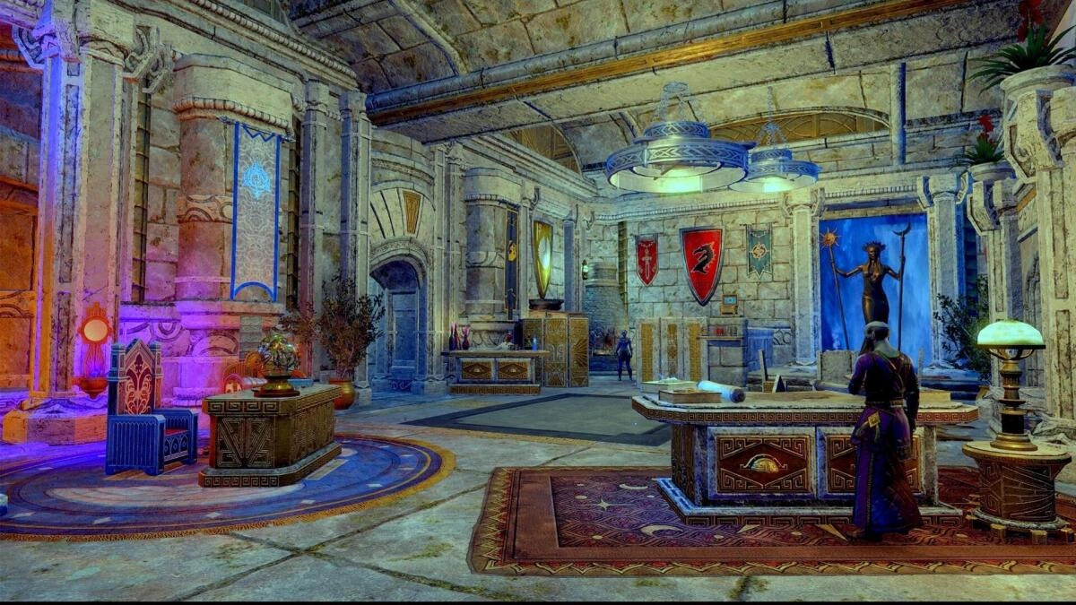 Main Hall and living space with bar and kitchen (what's Azura Guarding?)