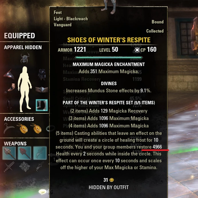 Winters Respite healing amount ESO